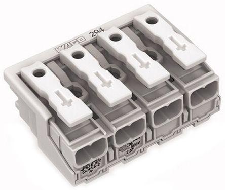 WAGO 294 Series Power Supply Connector, 4-Pole, Female, 24A