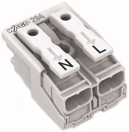 WAGO 294 Series Power Supply Connector, 2-Pole, Female, 24A