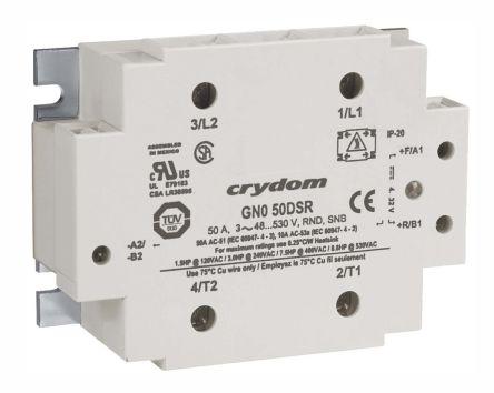 Sensata/Crydom GN0 Series Solid State Relay, 50 A Load, Panel Mount, 530 V rms Load, 32 V dc Control, GN050DSR