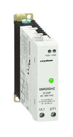 Sensata/Crydom GNR Series Solid State Relay, 20 A rms Load, DIN Rail Mount, 600 V rms Load, 32 V dc Control, GNR20DHZ