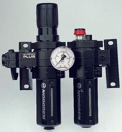 Norgren G 3/8 FRL, Automatic Drain, 40µm Filtration Size - With Pressure Gauge