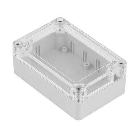 RS PRO Grey ABS, Polycarbonate Enclosure, IP68, IK07, Transparent Lid, 105 x 70 x 40mm