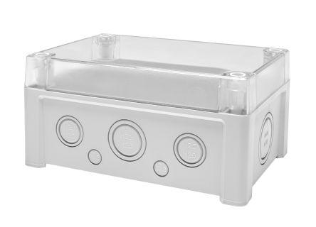 RS PRO Grey Polycarbonate General Purpose Enclosure, IP65, Transparent Lid, 187 x 122 x 90mm