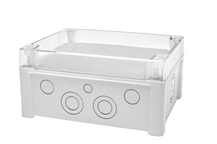 RS PRO Grey Polycarbonate General Purpose Enclosure, IP65, Transparent Lid, 201 x 163 x 98mm