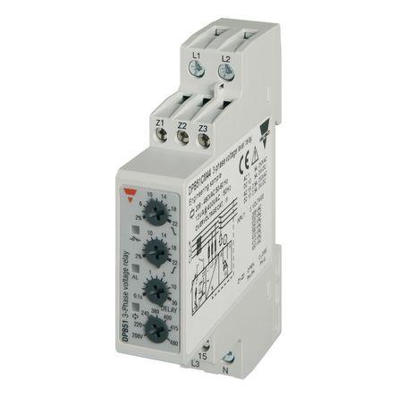 Carlo Gavazzi Phase, Voltage Monitoring Relay, 3, 3+N Phase, SPDT, 177 â†’ 550V ac, DIN Rail, DPB51CM44