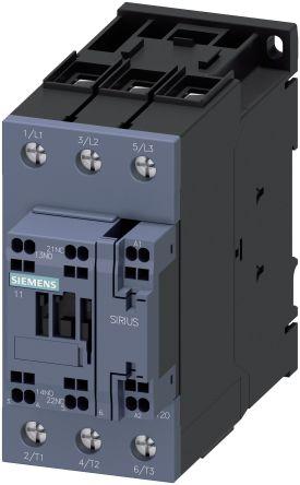 Siemens SIRIUS Reversing Contactor, 20/33 V ac/dc Coil, 3 Pole, 50 A, 22 kW, 1NO + 1NC