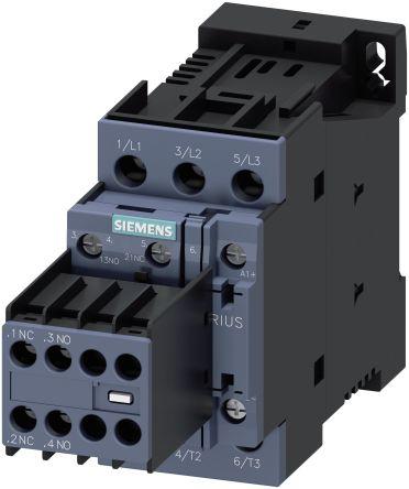 Siemens SIRIUS Reversing Contactor, 24 V dc Coil, 3 Pole, 32 A, 15 kW, 2NO + 2NC