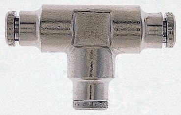 Norgren PNEUFIT Series Tee Tube-to-Tube Adaptor Push In 5 mm, Push In 5 mm to Push In 5 mm, Tube-to-Tube Connection