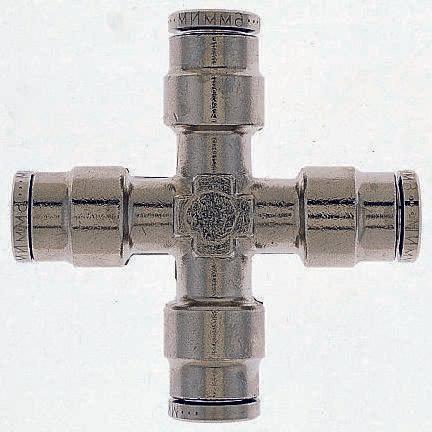 Norgren PNEUFIT Series Cross Tube-to-Tube Adaptor, Push In 6 mm to Push In 6 mm, Tube-to-Tube Connection Style