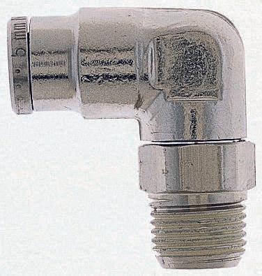 Norgren PNEUFIT Series Elbow Threaded Adaptor, R 1/4 Male to Push In 12 mm, Threaded-to-Tube Connection Style