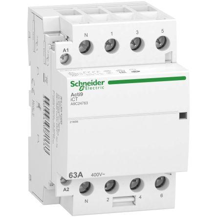 Schneider Electric Acti9 iDT40 Contactor, 230-240 V ac Coil, 4 Pole, 63 A, 4NO