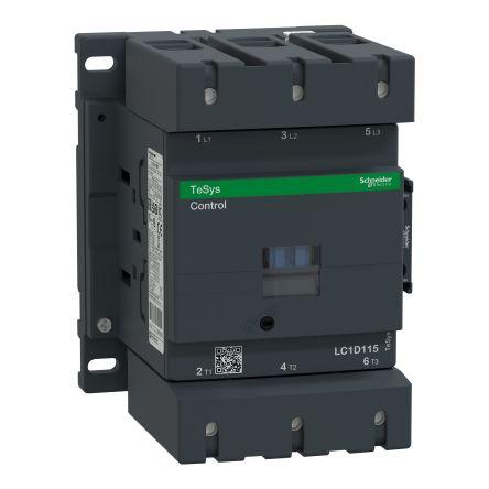 Schneider Electric TeSys D LC1D Contactor, 3 Pole, 115 A, 1 NO + 1 NC