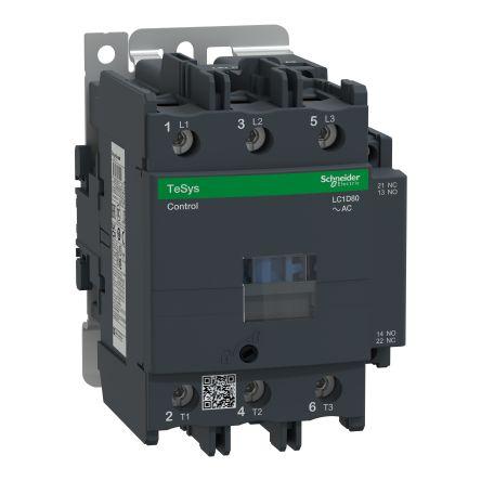 TeSys D LC1D Contactor, 208 V Coil, 3 Pole, 80 A, 1 NO + 1 NC