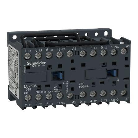 TeSys K LC2K Reversing Contactor, 3 Pole, 6 A, 1 NO + 1 NC