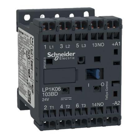 Schneider Electric TeSys K LP1K Contactor, 24 V dc Coil, 3 Pole, 6 A, 3 kW, 3NO