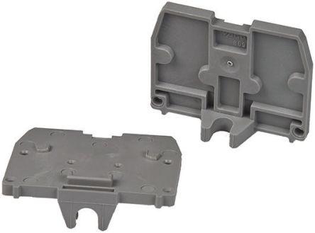 WAGO 869 Series End Plate with M4 Mounting Flange for Use with 869 Series Terminal Blocks