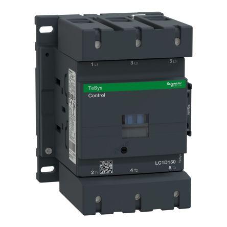 Schneider Electric TeSys D LC1D Contactor, 110 V ac Coil, 3 Pole, 150 A, 80 kW, 110 V ac Control, 3NO