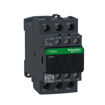 Schneider Electric TeSys D LC1D Contactor, 24 V dc Coil, 3 Pole, 38 A, 18.5 kW, 1NO + 1NC