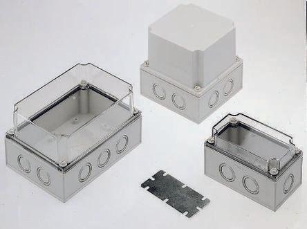 Fibox Grey Polycarbonate Enclosure, IP66, IP67, Clear Lid, 130 x 80 x 125mm