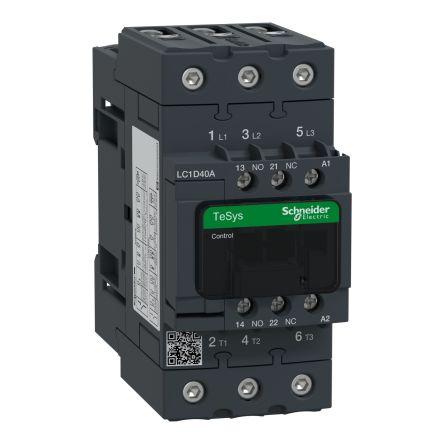 Schneider Electric TeSys D LC1D Contactor, 110 V ac Coil, 3 Pole, 40 A, 18.5 kW, 110 V ac Control, 3NO