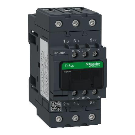 Schneider Electric TeSys D LC1D Contactor, 400 V ac Coil, 3 Pole, 40 A, 18.5 kW, 3NO
