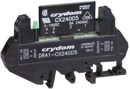 Sensata/Crydom DRA1-CX Series Solid State Interface Relay, 140 V Control, 5 A rms Load, DIN Rail Mount, DRA1-CX240A5R