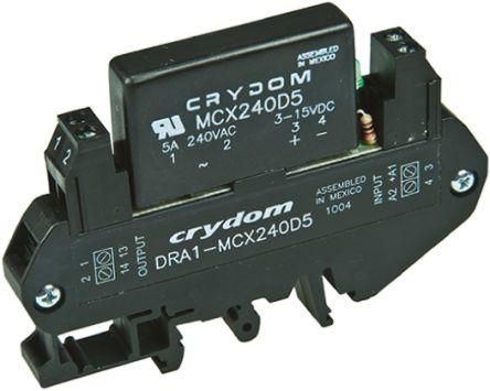 Sensata/Crydom DRA1-MCX Series Solid State Interface Relay, 32 V dc Control, 5 A rms Load, DIN Rail Mount, DRA1-MCXE380D5