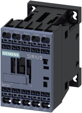 Siemens SIRIUS Innovation 3RT2 Contactor, 110 V ac Coil, 3 Pole, 9 A, 4 kW, 3NO