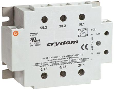 Sensata/Crydom Solid State Relay, 25 A rms Load, Panel Mount, 530 V ac Load, 32 V dc Control, D53TP25C-10