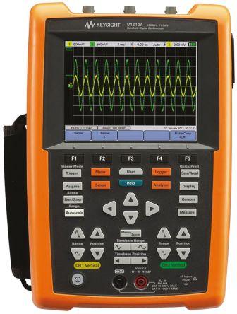 Keysight Technologies U1610A Handheld Oscilloscope, 100MHz, 2 Analogue Channels With RS Calibration