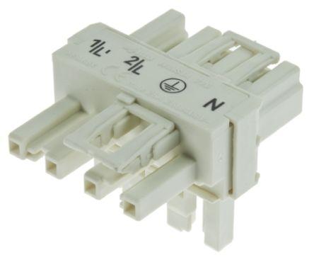 WAGO 770 Series Distribution Block, 4-Pole, Female, Male, 4-Way, 25A