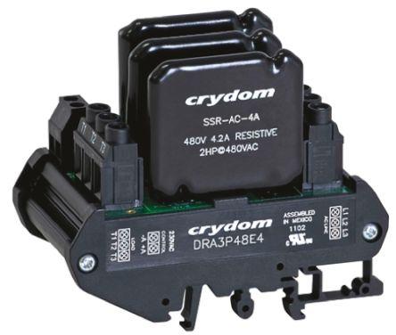 Sensata/Crydom DRA3P Series Solid State Interface Relay, 28 V dc Control, 2.4 A rms Load, DIN Rail Mount, DRA3P48E2