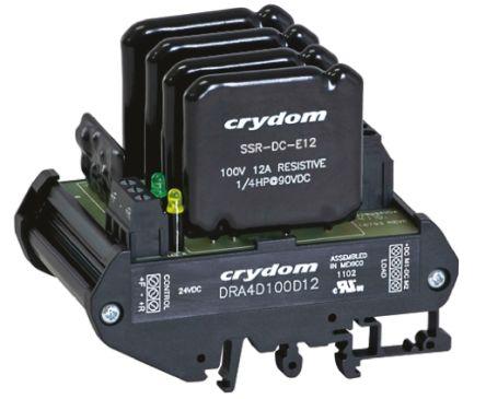 Sensata/Crydom DRA4D Series Solid State Interface Relay, 32 V dc Control, 12 A Load, DIN Rail Mount, DRA4D100E12