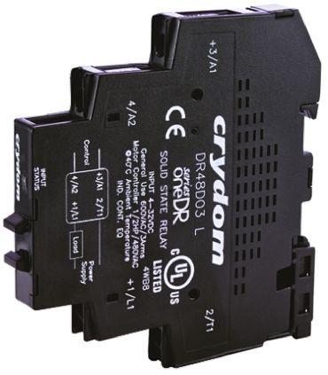 Sensata/Crydom Solid State Interface Relay, 36 V ac Control, 3 A Load, DIN Rail Mount, DR24E03