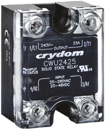 Sensata/Crydom CW24 Series Solid State Relay, 25 A Load, Panel Mount, 280 V ac Load, 48 V dc, 280 V ac Control, CWU2425P