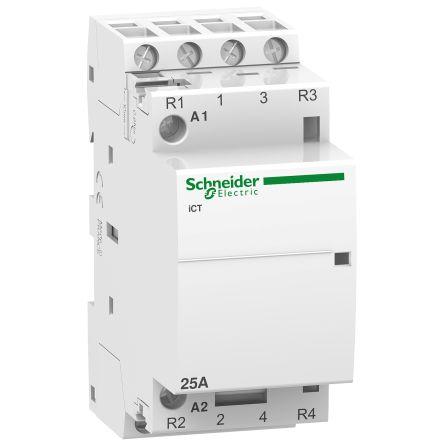 Schneider Electric Acti 9 ICT iCT Contactor, 230 V ac Coil, 4 Pole, 25 A, 2NO + 2NC