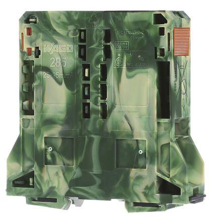 WAGO285-197 285 Series Earth Terminal Block, 95mm², Single-Level, Power Cage Clamp Termination