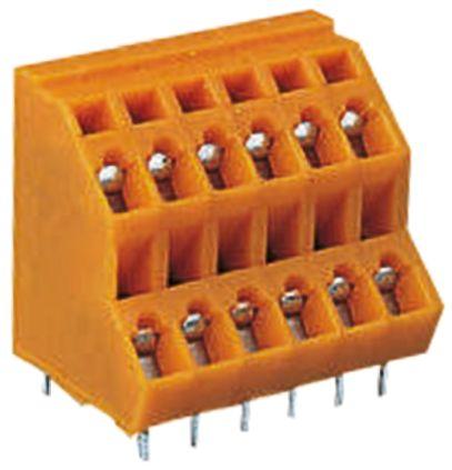 WAGO 736 Series PCB Terminal Block, 12-Contact, 5.08mm Pitch, Through Hole Mount, 2-Row, Spring Cage Termination