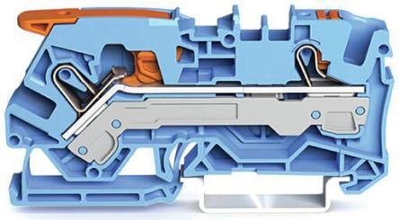 WAGO2106-5204 TOPJOB S, 2106 Series Feed Through Terminal Block, 6mm², Single-Level, Push-In Cage Clamp Termination,