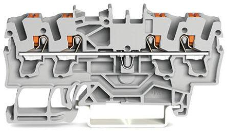 WAGO2202-1401 TOPJOB S, 2202 Series Feed Through Terminal Block, 2.5mm², Single-Level, Push-In Cage Clamp Termination,