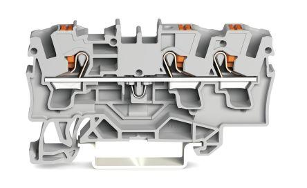 WAGO2204-1301 TOPJOB S, 2204 Series Feed Through Terminal Block, 4mm², Single-Level, Push-In Cage Clamp Termination,