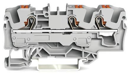 WAGO2206-1301 TOPJOB S, 2206 Series Feed Through Terminal Block, 6mm², Single-Level, Push-In Cage Clamp Termination,