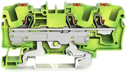 WAGO2206-1307 TOPJOB S, 2206 Series Earth Terminal Block, 6mm², Single-Level, Push-In Cage Clamp Termination, ATEX,