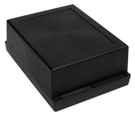 RS PRO Black ABS Enclosure, IP65, IK07, Black Lid, 198.05 x 144.7 x 72.25mm