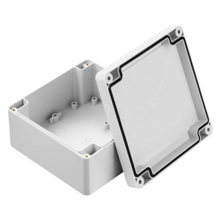 RS PRO Grey Polycarbonate Enclosure, IP67, IK07, Grey Lid, 119.8 x 119.8 x 60.1mm