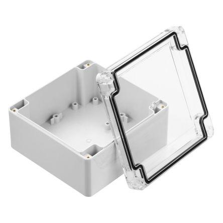 RS PRO Grey Polycarbonate Enclosure, IP67, IK07, 119.8 x 119.8 x 60.1mm