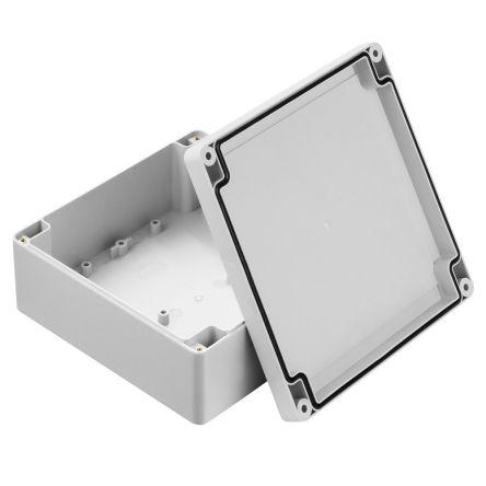 RS PRO Grey Polycarbonate Enclosure, IP67, IK07, Grey Lid, 149.85 x 149.85 x 60mm