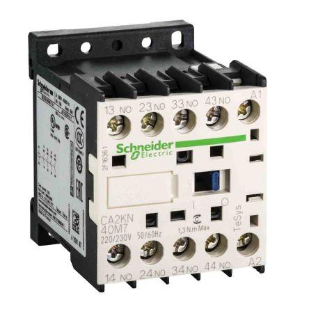 Schneider Electric Control Relay - 4NO, 10 A F.L.C, 10 A Contact Rating, 4.5 VA, 220 <arrow/> 230 Vac, TeSys