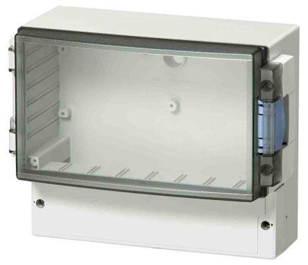 Fibox Grey ABS Enclosure, IP65, IK07, Smoked Grey Lid, 235 x 185 x 119mm