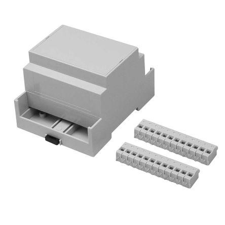 RS PRO Extended Walls/Sides Enclosure Type, 71.2 x 90 x 58mm, Polycarbonate DIN Rail Enclosure Kit